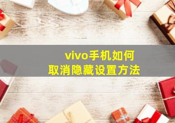 vivo手机如何 取消隐藏设置方法